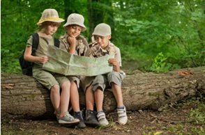 two beavers putting their map reading skills to good use.